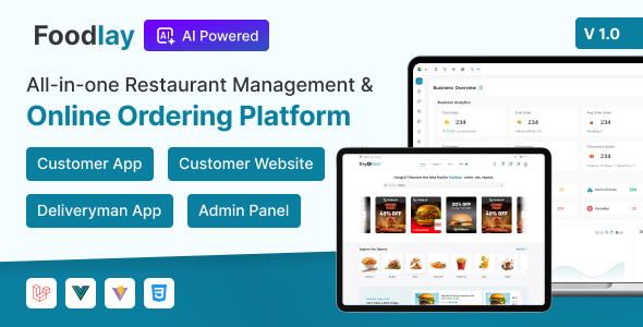 Foodlay – Restaurant Management System with Ordering Website, Customer  Delivery Apps
