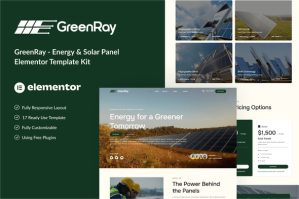 GreenRay – Energy  Solar Panel Elementor Template Kit