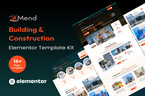 MendCraft – Building  Construction Elementor Template Kit