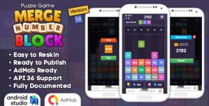 Merge Number Block – Puzzle Game Android Studio Project with AdMob Ads + Ready to Publish