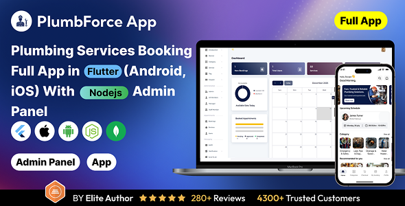 Plumber Services Booking Full app in Flutter (Android, iOS) with Node.js Backend App