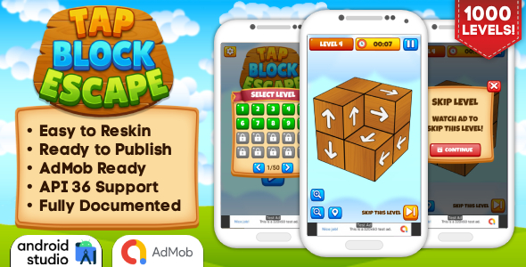 Tap Block Escape – Puzzle Game Android Studio Project with AdMob Ads + Ready to Publish