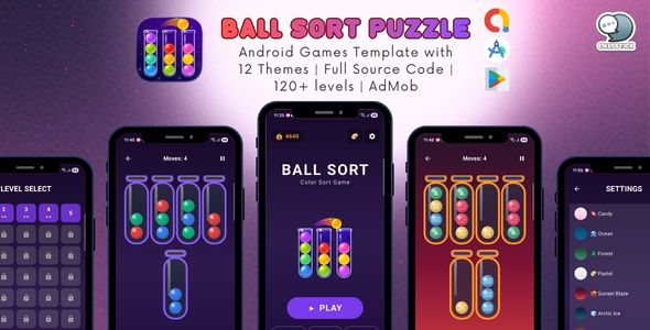 Ball Sort Puzzle - Android Games Template with 12 Themes | Full Source Code | 120+ levels | AdMob