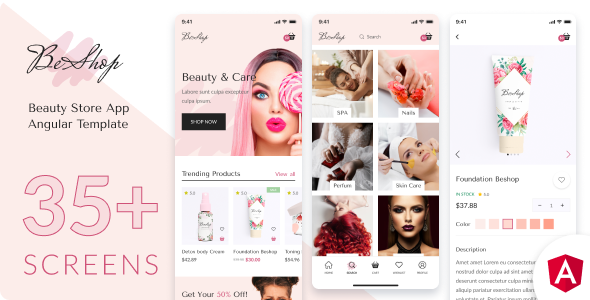 BeShop - Beauty Store eCommerce Angular Mobile App | PWA