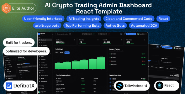 DefibotX – AI Crypto Trading Admin Dashboard React Template