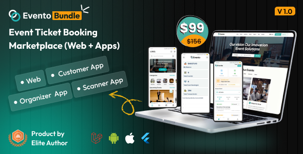Evento Bundle - Event Ticket Booking Marketplace (Multivendor) – Laravel Web + Flutter Mobile Apps