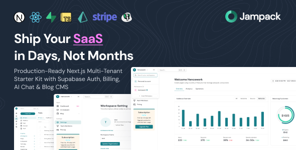 Jampack – Next.js SaaS Starter Kit | Multi-Tenancy with Supabase Auth, Billing, AI Chat  Blog CMS