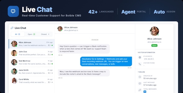 Live Chat - Floating Ajax Live Chat with Agent Portal for Botble scripts