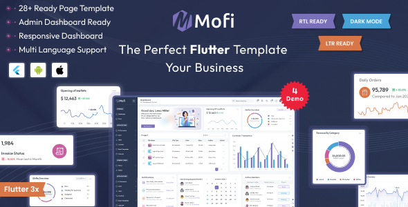 Mofi - Multipurpose Flutter Admin Panel  Dashboard Template | Flutter UI Kit