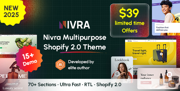 Nivra – High-Performance Multipurpose Shopify 2.0 Theme (14+ Demos)