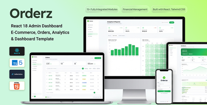 Orderze - React 18 Admin Dashboard | E-Commerce, Orders, Analytics ...