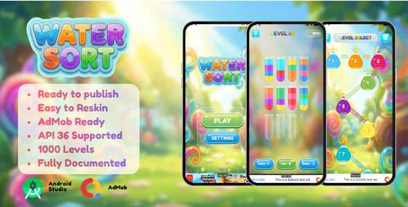 Water Sort Puzzle - Android Studio Project | AdMob Ads | Publish Ready