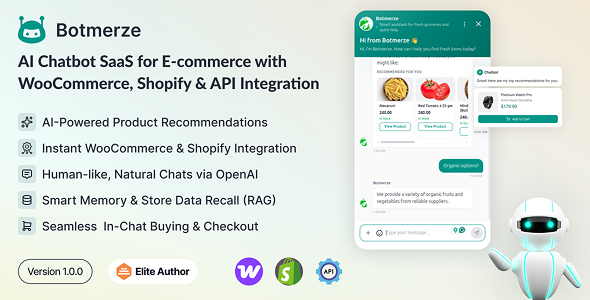 BotMerze – AI Chatbot SaaS for E-commerce with WooCommerce, Shopify  API Integration