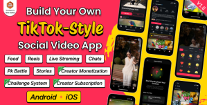 DTTrends – TikTok Clone | Reels, Live Streaming, PK Battle, Story, Feed, Chat | Flutter App