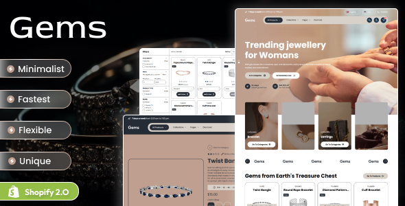 Gems – Jewelry Diamond Responsive Shopify 2.0 Theme