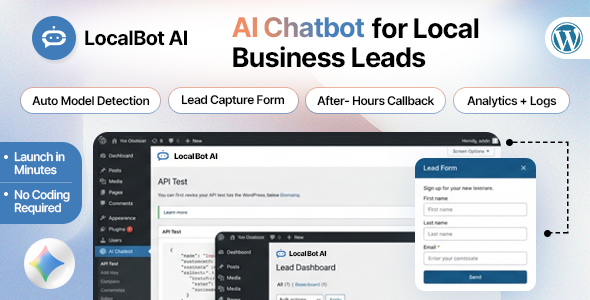 LocalBot AI – AI Chatbot, Lead Forms CRM-Ready Leads for WordPress