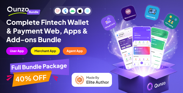 Qunzo Fintech Wallet Solution Web and Apps (Full Bundle)