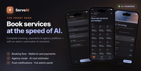 ServeAI | on-Demand Services Marketplace Full Application (Flutter and Next.js)