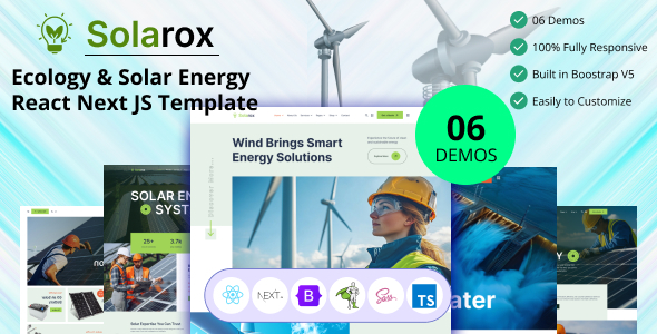 Solarox – Ecology  Solar Energy React Next JS Template