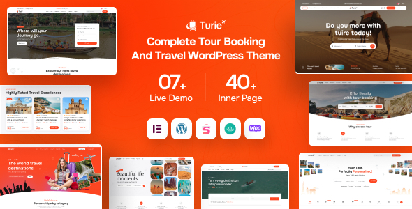 Turie – Modern Travel  Tour Booking WordPress Theme