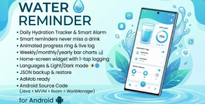 Water Reminder – Daily Hydration Tracker  Smart Alarm App for Android