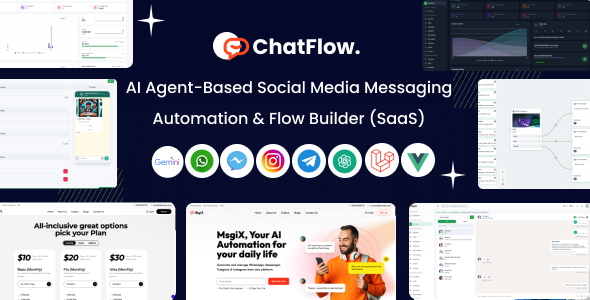 ChatFlow – AI Agent Based Social Media Messaging Automation  Flow Builder SAAS