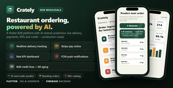 Crately | AI B2B Food Supplier Flutter App (Admin Panel + Customer  Driver, Next.js + Postgres)