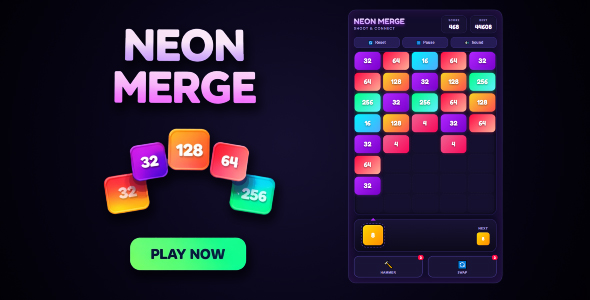 Neon Merge | HTML5 Puzzle Game