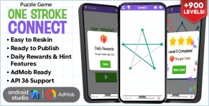 One Stroke Connect – Puzzle Game Android Studio Project with AdMob Ads + Ready to Publish