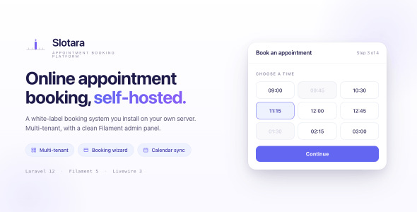 Slotara — Appointment Booking  Scheduling SaaS Platform | Multi-Tenant | Laravel 12 | Filament 5