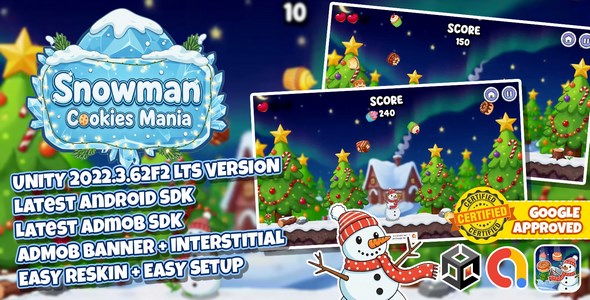 Snowman Cookies - Unity 2022 LTS Game Source Code | Admob Ready | Easy Reskin  Passive Income