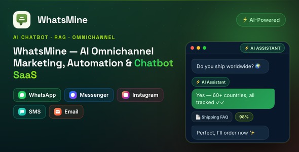 WhatsMine — AI Omnichannel Marketing, Automation  Chatbot SaaS (WhatsApp, Messenger, SMS  Email)