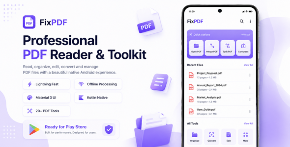FixPDF – Ultimate Android PDF Tools  Document Utility App (Jetpack Compose, Kotlin, AdMob)