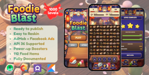 FoodieBlast – Match-3 Food Puzzle Android Game with AdMob  Facebook Ads