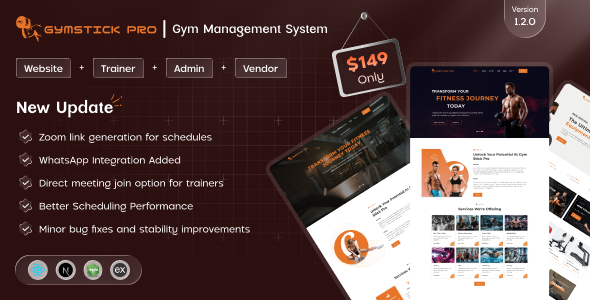Gymstick Pro - Gym Management System | Website | Trainer | Vendor | Admin Panel | SaaS (MERN)