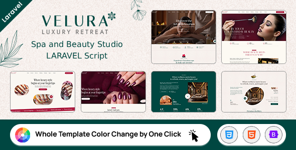 Velura – Spa, Beauty  Nail Salon Booking Laravel Website