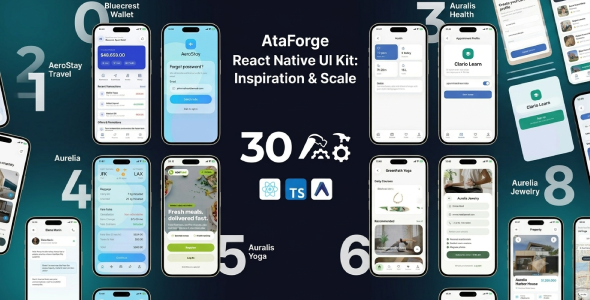 AtaForge | 30 React Native App Templates | Mobile UI Kit