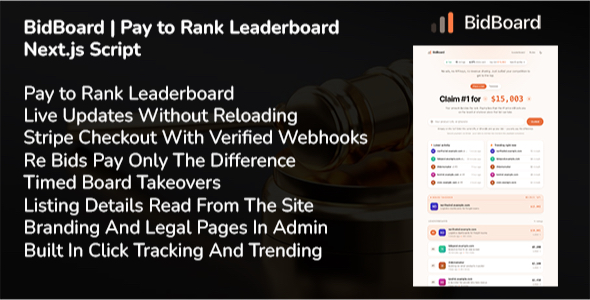 BidBoard | Pay to Rank Leaderboard Next.js Script