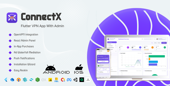 ConnectX | VPN App with Admin Panel for Android  iOS - Source Code
