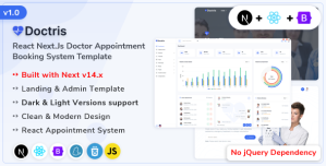 Doctris – React Next.js Doctor Appointment Booking System  Admin Dashboard Template