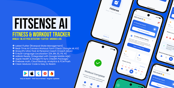 FitSense | AI Personal Trainer  Fitness Tracker Flutter App for Android and iOS