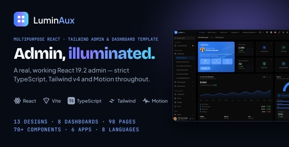 Luminaux - Multipurpose React Tailwind Admin Dashboard Template