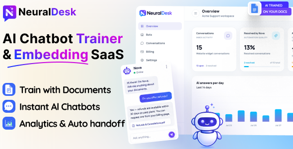 NeuralDesk – AI Chatbot Trainer  Embedding SaaS