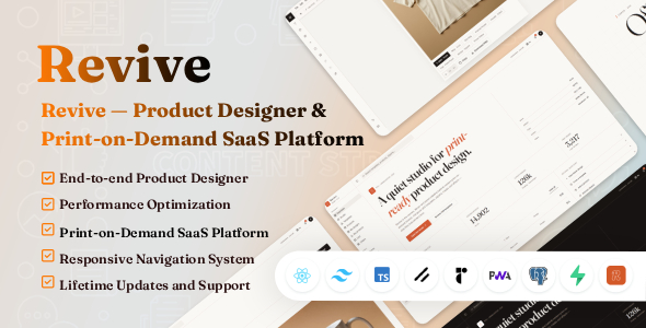 Revive — Product Designer  Print-on-Demand SaaS Platform JS Script