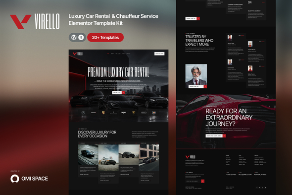 Virello – Luxury Car Rental  Chauffeur Service Elementor Template Kit