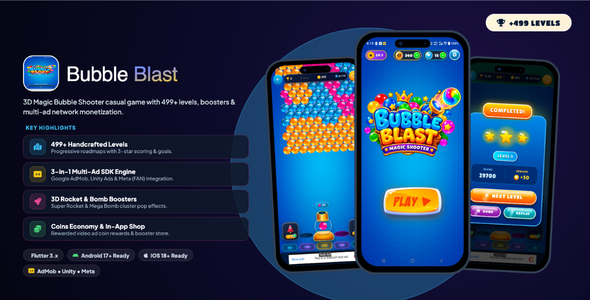 Bubble Blast: Magic Shooter - 3D Bubble Shooter Puzzle Game (Flutter + Cocos2d-js)