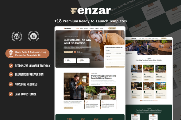 Fenzar – Deck, Patio  Outdoor Living Elementor Template Kit