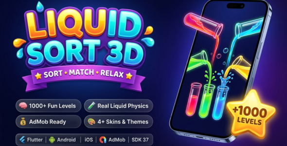 Liquid Sort 3D — Color Water Puzzle Game (1010+ Levels) | Full Flutter iOS  Android Source Code