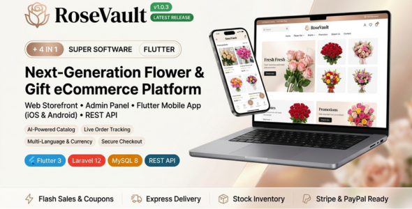 RoseVault | AI-Powered Flower and Gift Ecommerce Laravel and Flutter App