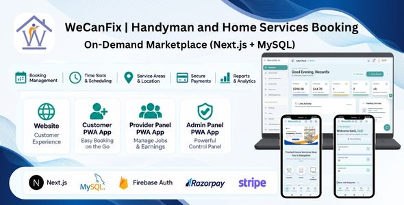 WeCanFix | Handyman Service Booking and On-Demand Marketplace (Next.js + MySQL)